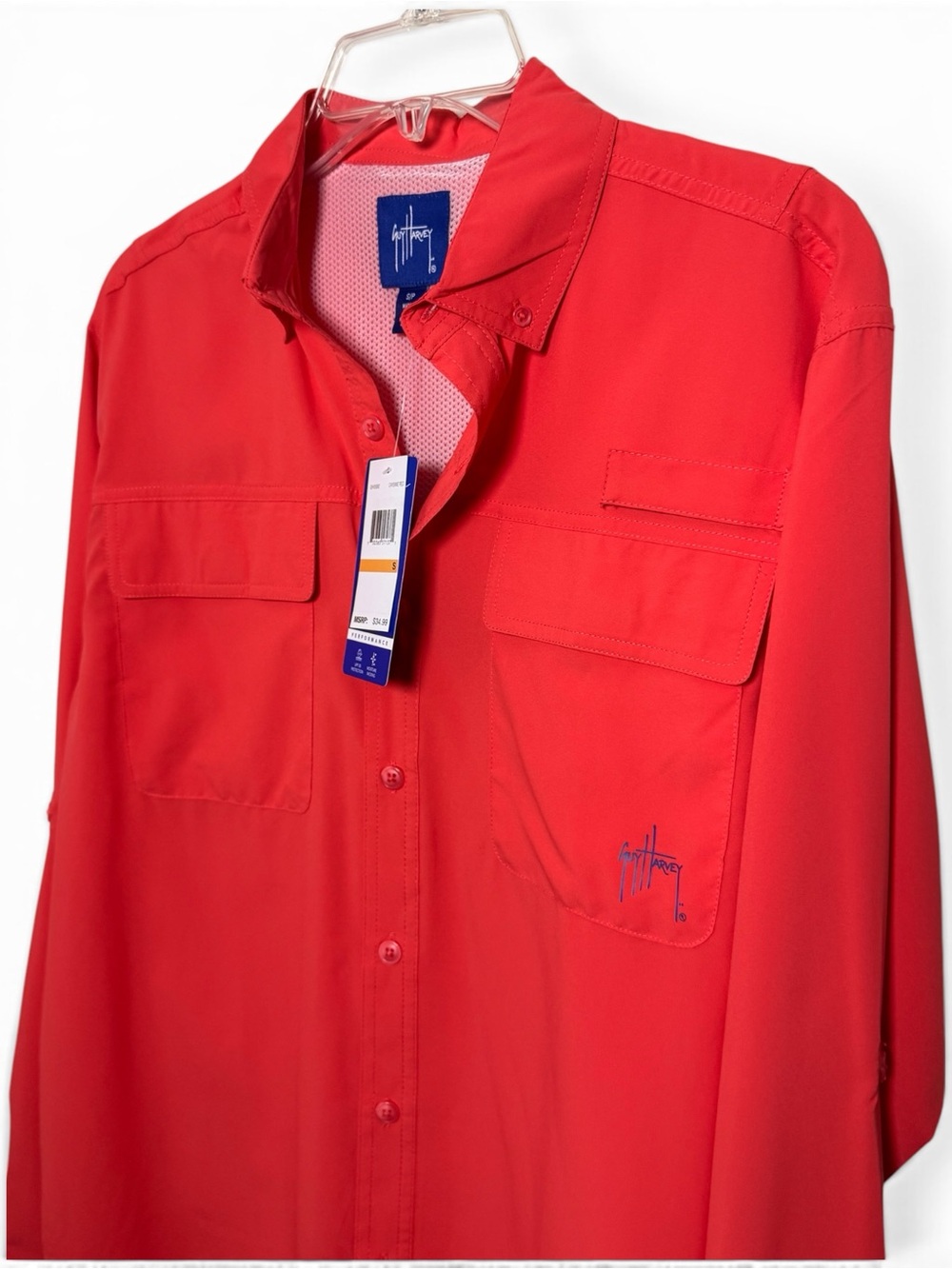 Guy Harvey Fishing Shirt NWT Men’s S Cayenne Red Coral UPF 30 Outdoor